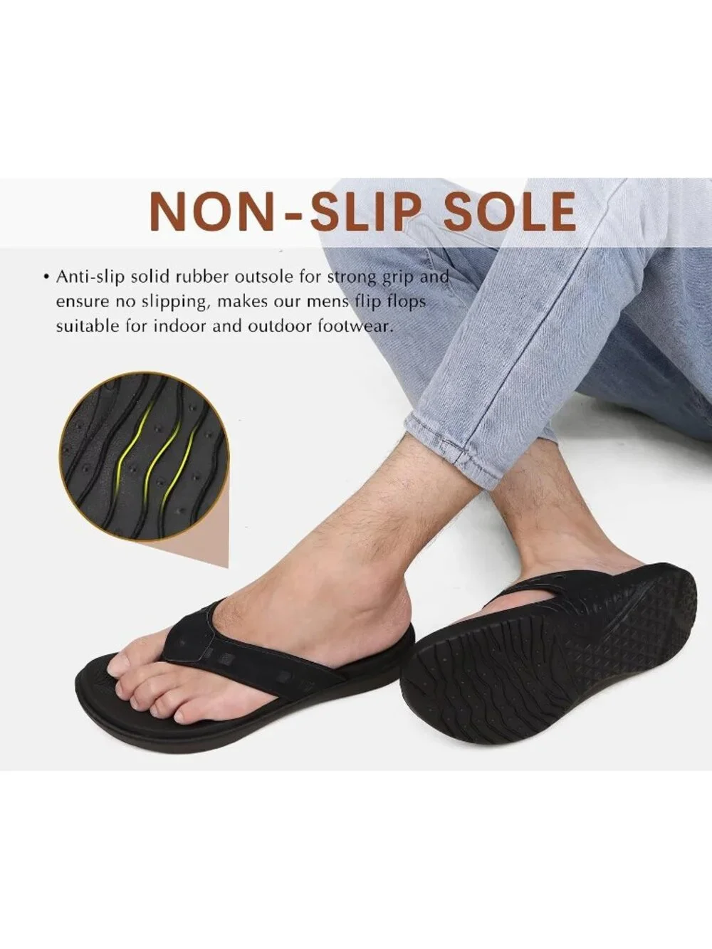 Men's Brown Fashion Arch Support Flip Flops Comfort Orthotic Thong Sandal Shoes